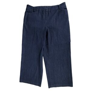 Eloquii Wide Leg Crop Pants Size‎ 14 (36x25) Dark Wash Indigo Denim READ